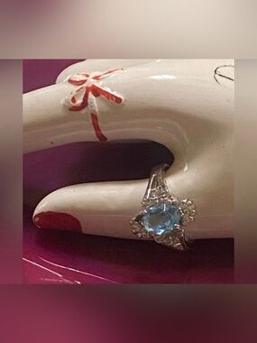 Vintage Blue Silver Tone Ring #6880 💎 SALE
